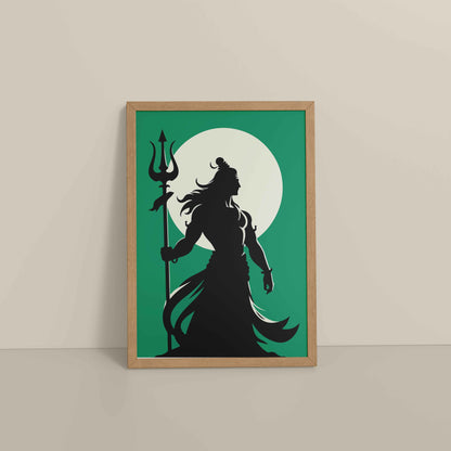 Floor View of Om Mrityunjaya Mahadeva – Lord Shiva Spiritual Wall Art in Natrual Color Frame