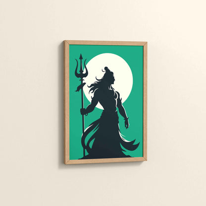 Side View of Om Mrityunjaya Mahadeva – Lord Shiva Spiritual Wall Art in Natrual Color Frame