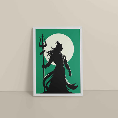 Floor View of Om Mrityunjaya Mahadeva – Lord Shiva Spiritual Wall Art in White Color Frame