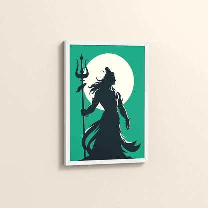Side View of Om Mrityunjaya Mahadeva – Lord Shiva Spiritual Wall Art in White Color Frame