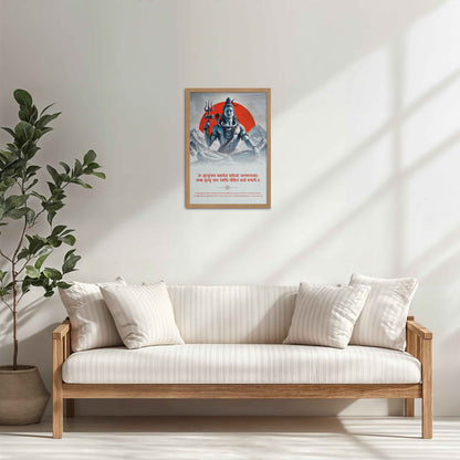 Living Room Cabinet Table Preview of Om Tatpurushaya – Lord Shiva Spiritual Wall Decor in Natrual Color Frame