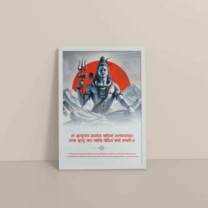Floor View of Om Tatpurushaya – Lord Shiva Spiritual Wall Decor in White Color Frame
