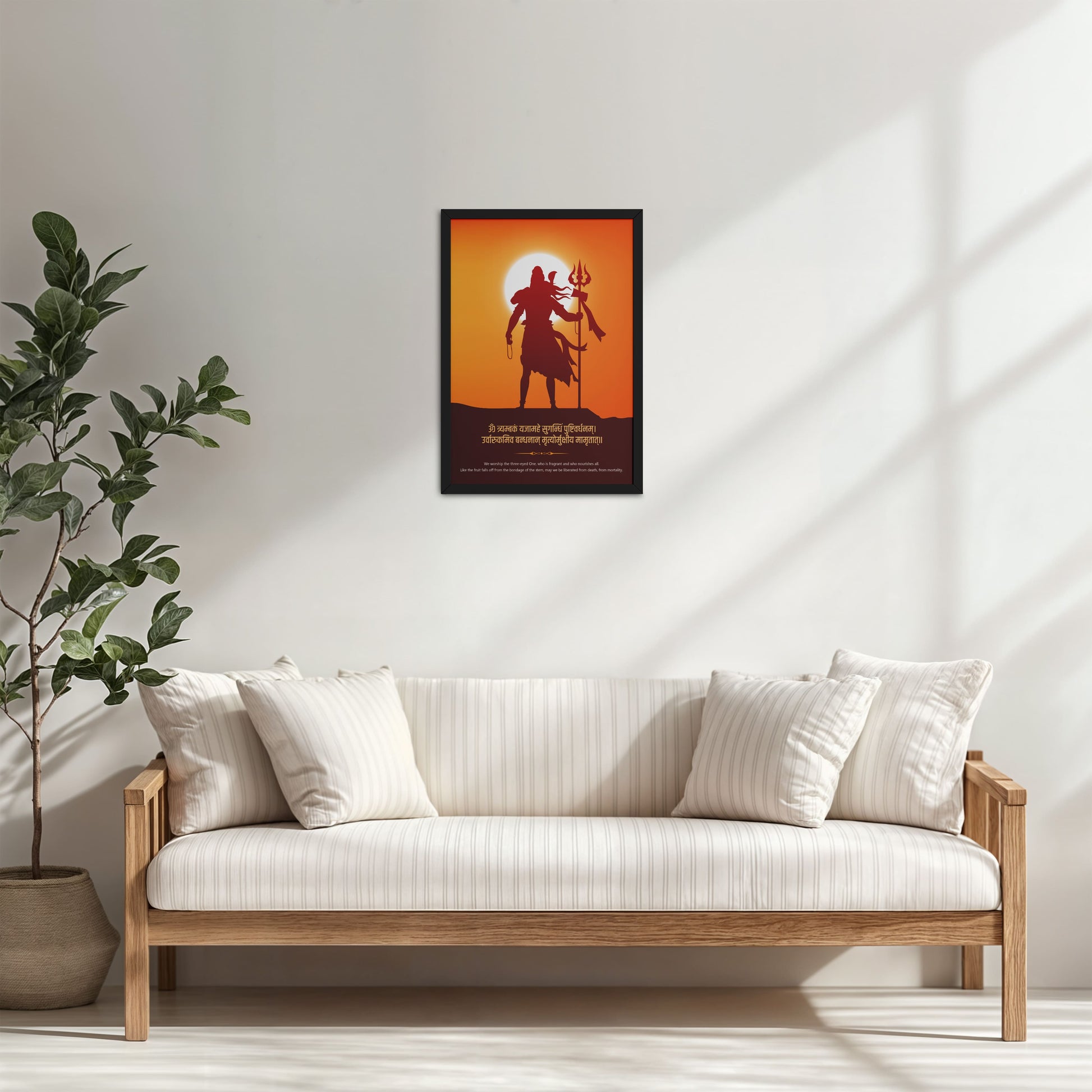 Living Room Cabinet Table Preview of Mahalinga – Sacred Form of Shiva Wall Art & Decor in Black Color Frame