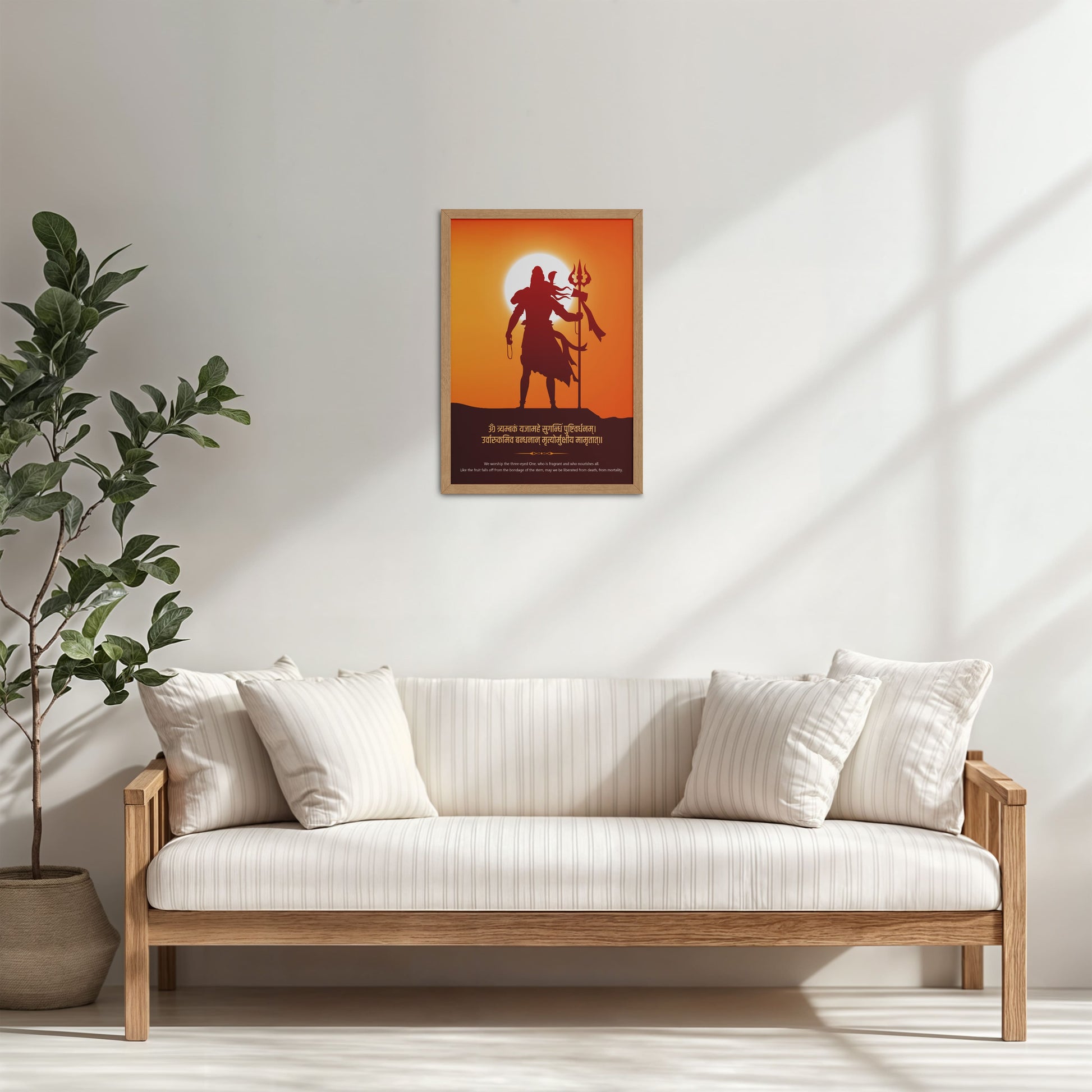 Living Room Cabinet Table Preview of Mahalinga – Sacred Form of Shiva Wall Art & Decor in Natrual Color Frame
