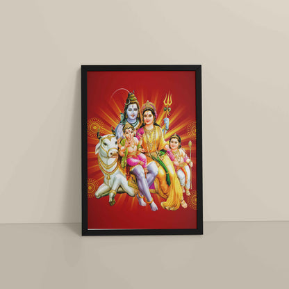 Floor View of Kapoor Gauram Mantra – Lord Shiva & Parvatimata Wall Art in Black Color Frame