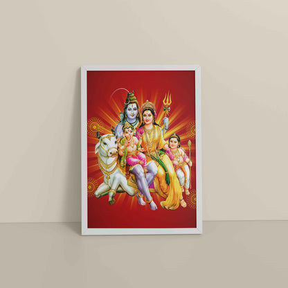 Floor View of Kapoor Gauram Mantra – Lord Shiva & Parvatimata Wall Art in White Color Frame