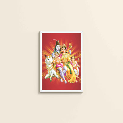 Wall View of Kapoor Gauram Mantra – Lord Shiva & Parvatimata Wall Art in White Color Frame