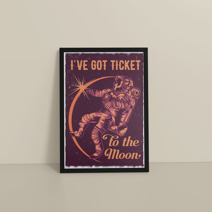 Floor View of I've Got a Ticket to the Moon – Wall Art Photo Frame & Decor in Black Color Frame