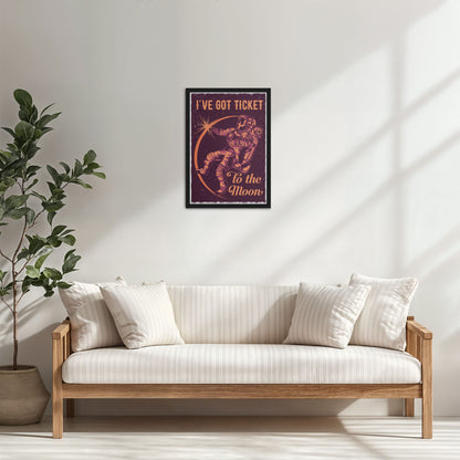 Living Room Cabinet Table Preview of I've Got a Ticket to the Moon – Wall Art Photo Frame & Decor in Black Color Frame