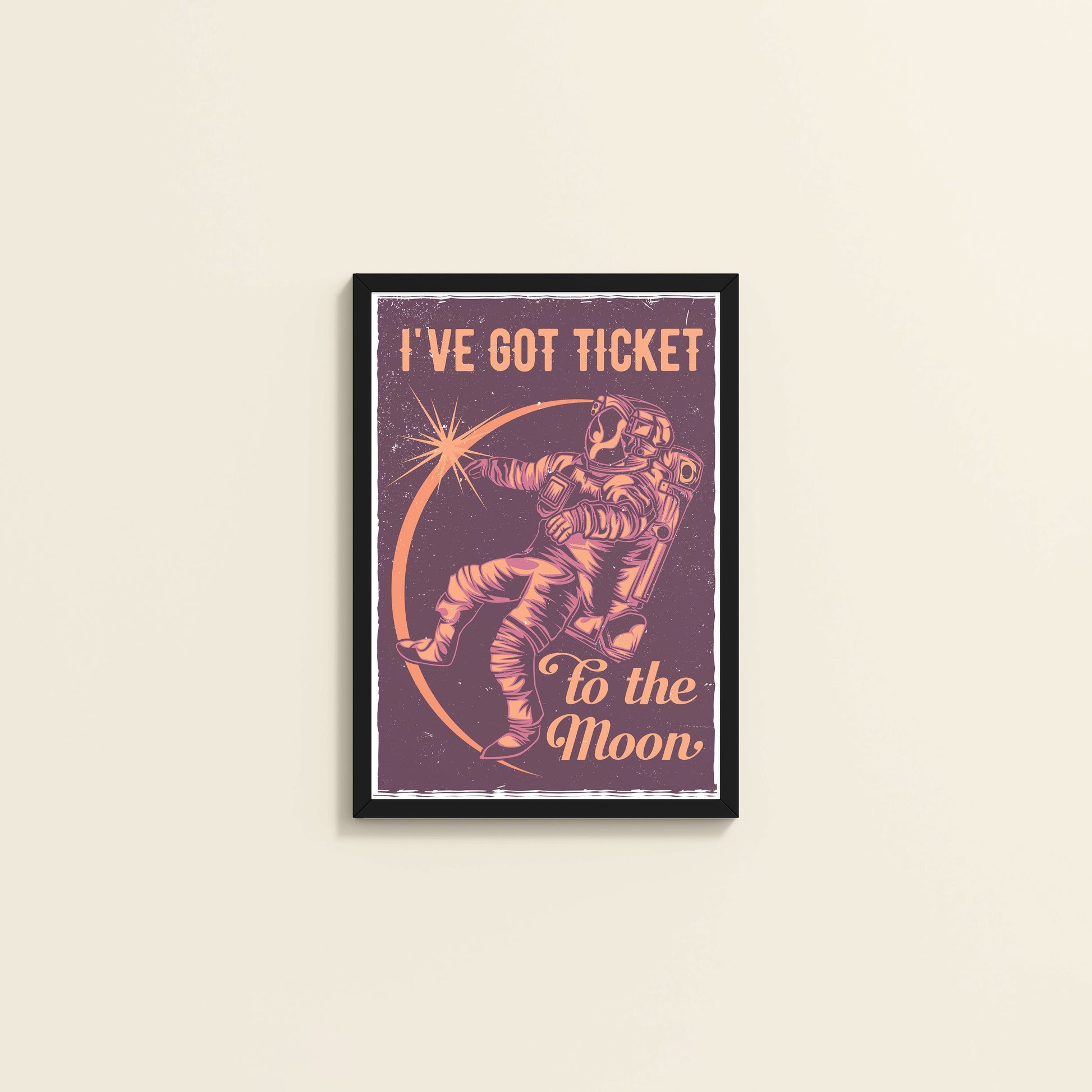 Wall View of I've Got a Ticket to the Moon – Wall Art Photo Frame & Decor in Black Color Frame