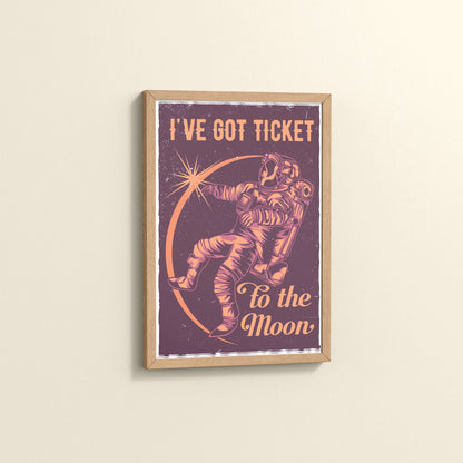 Side View of I've Got a Ticket to the Moon – Wall Art Photo Frame & Decor in Natrual Color Frame