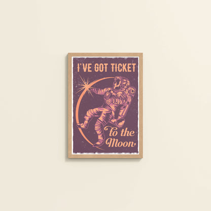 Wall View of I've Got a Ticket to the Moon – Wall Art Photo Frame & Decor in Natrual Color Frame