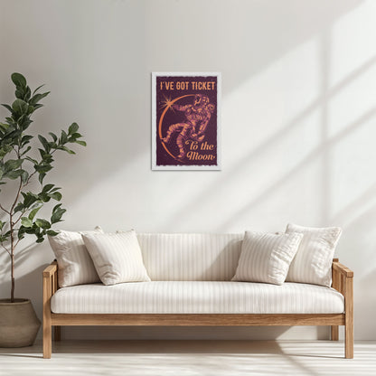 Living Room Cabinet Table Preview of I've Got a Ticket to the Moon – Wall Art Photo Frame & Decor in White Color Frame
