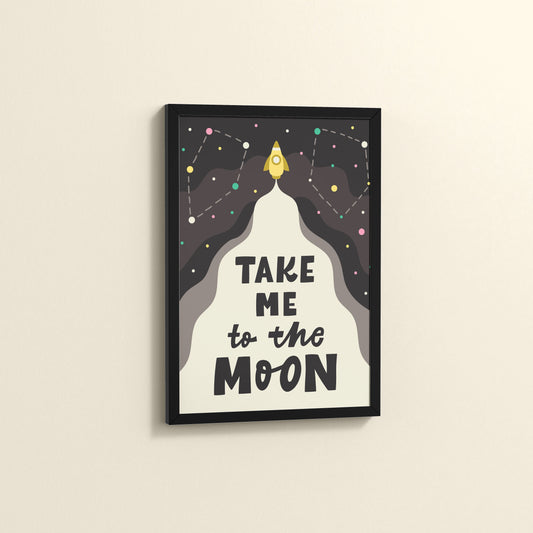 Side View of Take Me to the Moon – Dreamy Quote Wall Art Frame in Black Color Frame