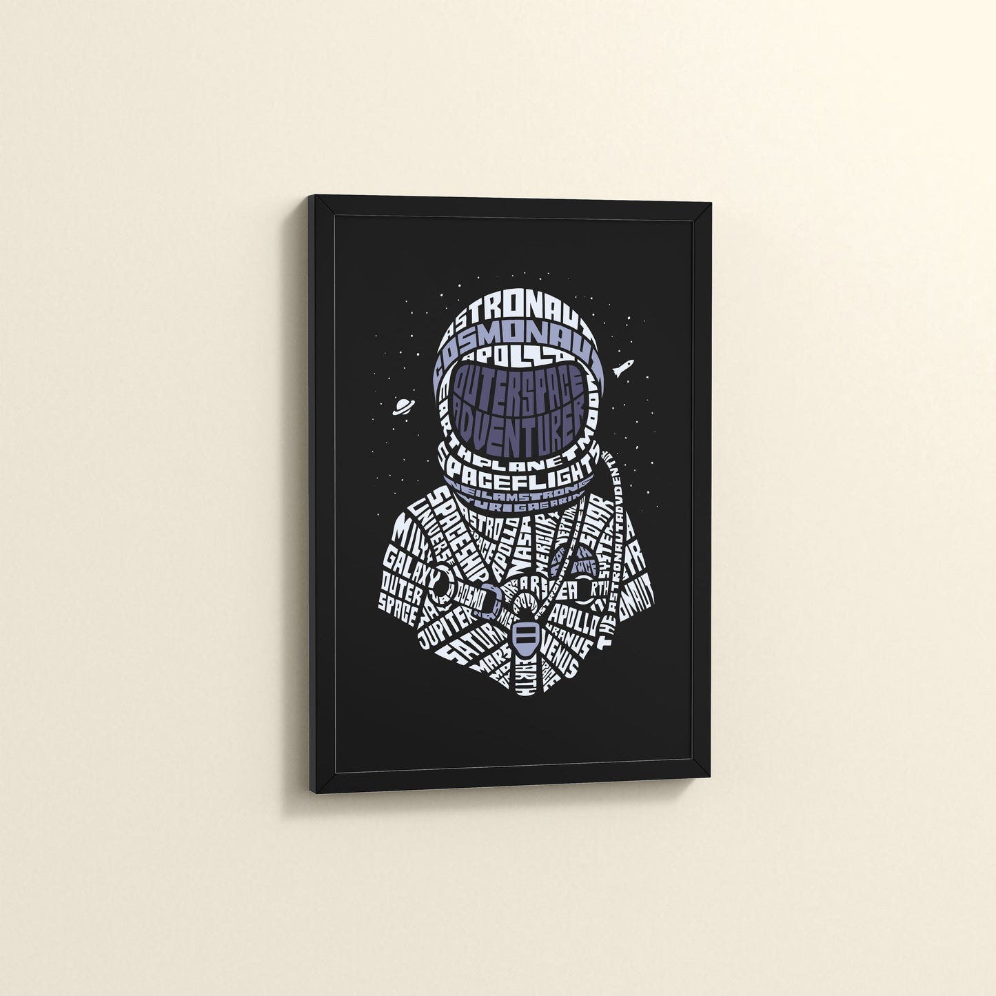 Side View of Spacebound – Astronaut Wall Art Photo Decor in Black Color Frame