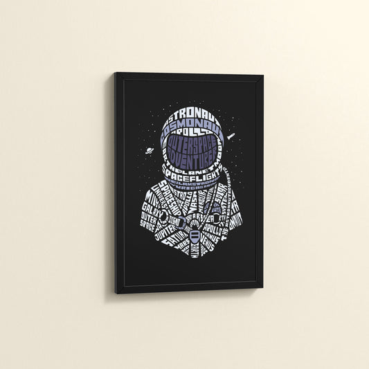 Side View of Spacebound – Astronaut Wall Art Photo Decor in Black Color Frame