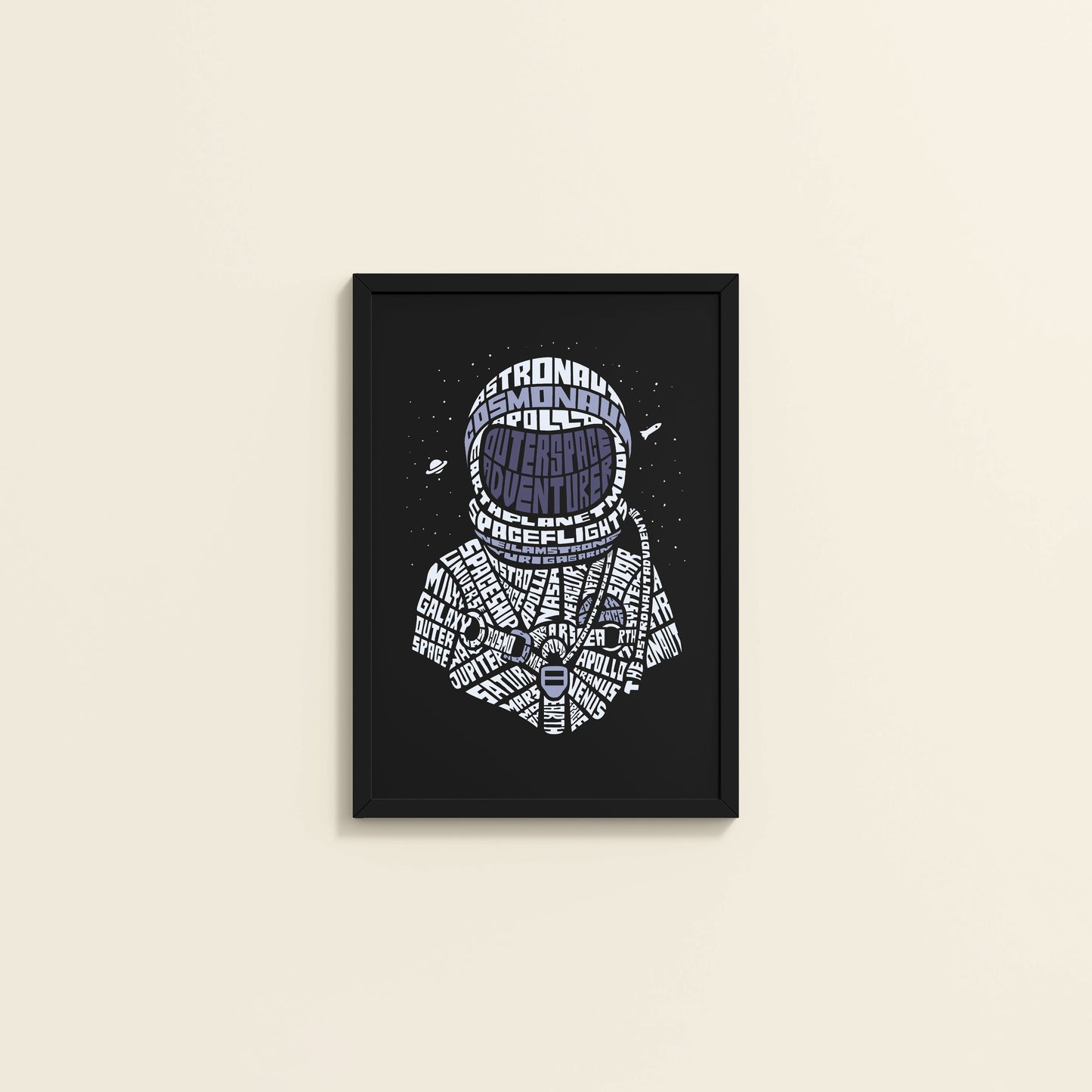 Wall View of Spacebound – Astronaut Wall Art Photo Decor in Black Color Frame