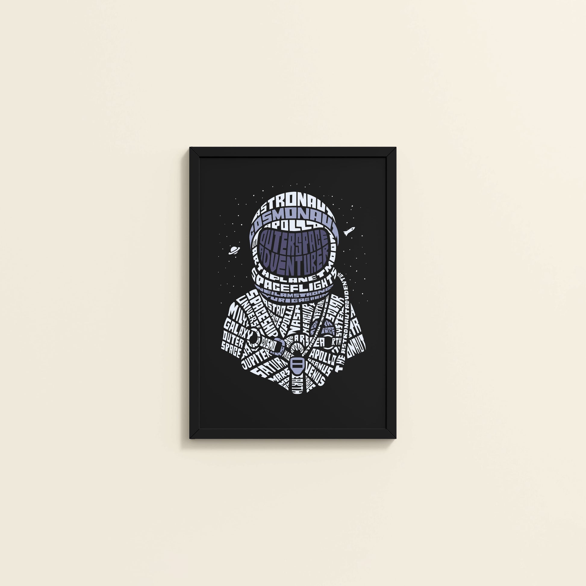 Wall View of Spacebound – Astronaut Wall Art Photo Decor in Black Color Frame