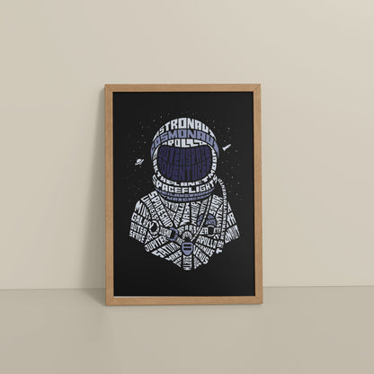 Floor View of Spacebound – Astronaut Wall Art Photo Decor in Natrual Color Frame