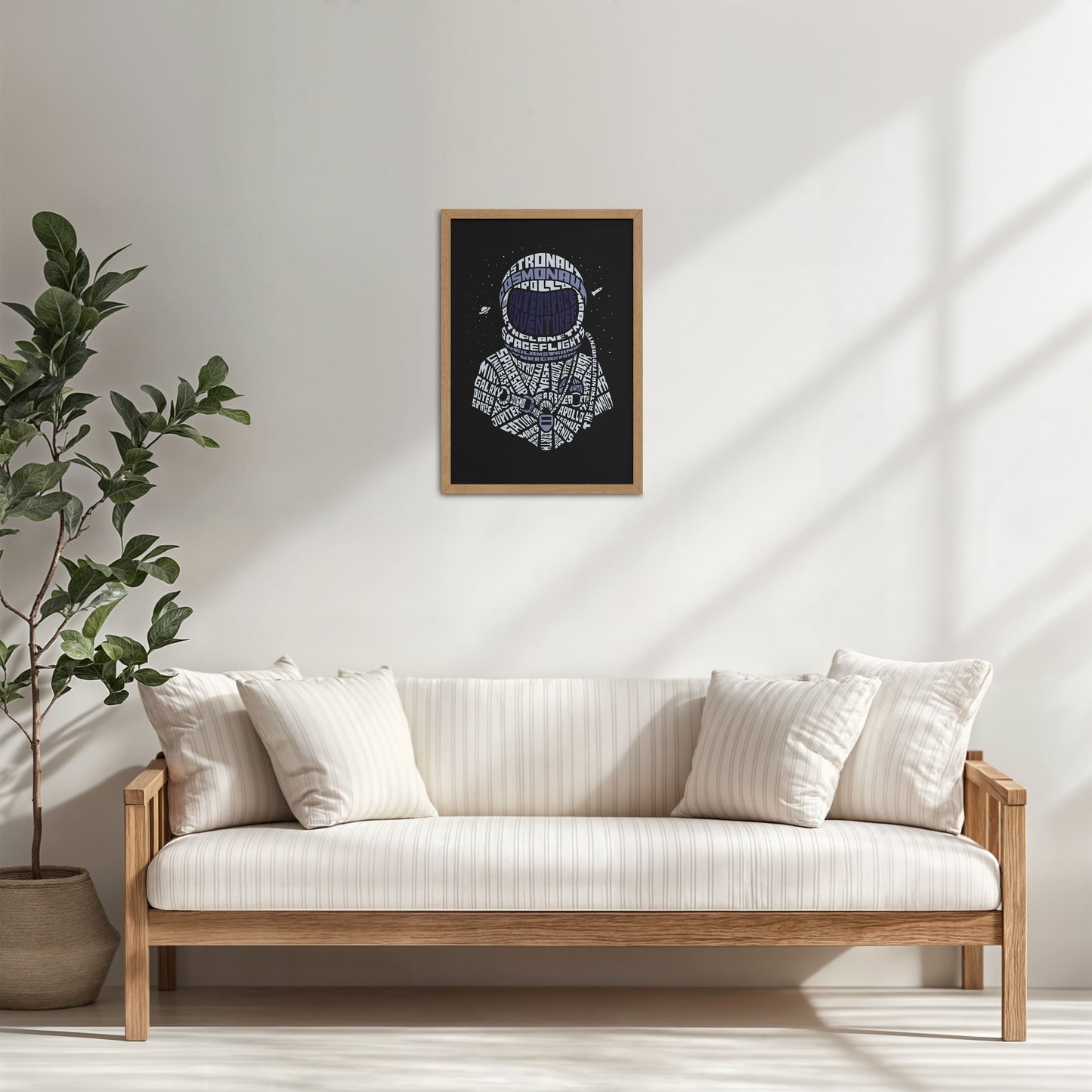 Living Room Cabinet Table Preview of Spacebound – Astronaut Wall Art Photo Decor in Natrual Color Frame