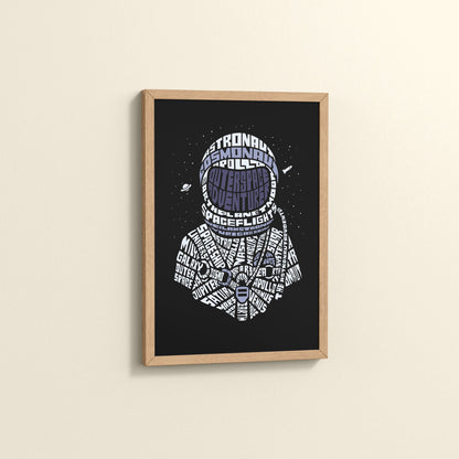 Side View of Spacebound – Astronaut Wall Art Photo Decor in Natrual Color Frame