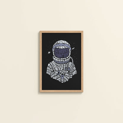 Wall View of Spacebound – Astronaut Wall Art Photo Decor in Natrual Color Frame