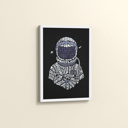 Side View of Spacebound – Astronaut Wall Art Photo Decor in White Color Frame