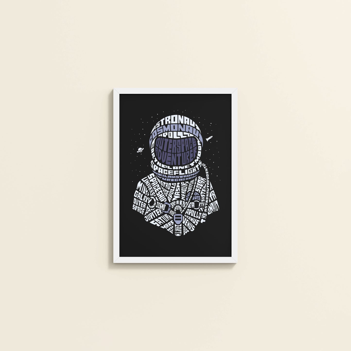 Wall View of Spacebound – Astronaut Wall Art Photo Decor in White Color Frame