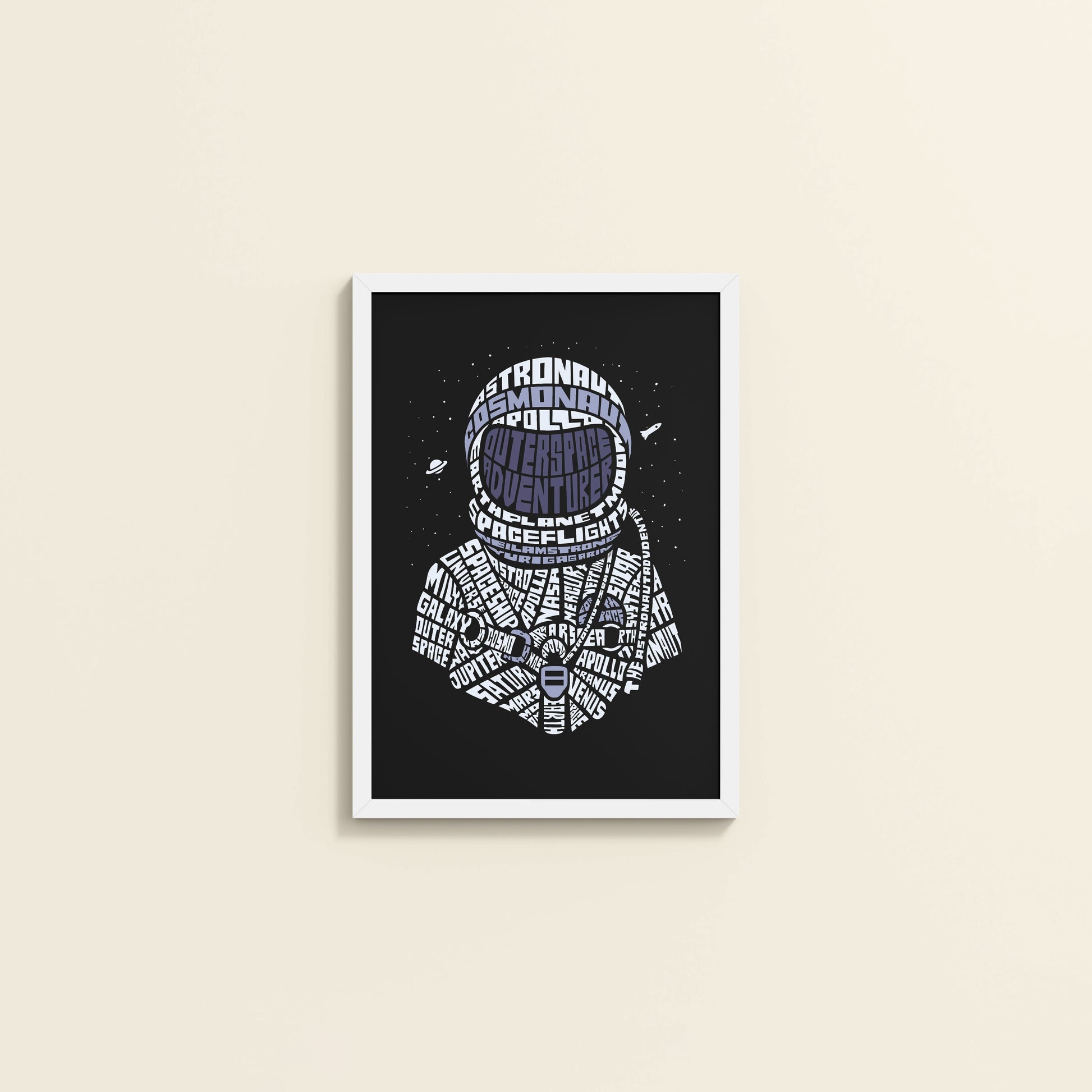 Wall View of Spacebound – Astronaut Wall Art Photo Decor in White Color Frame