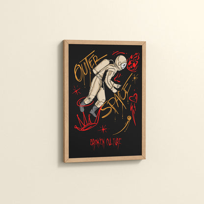 Side View of Fractured Cosmos – Broken Culture Space Illustration Frame in Natrual Color Frame