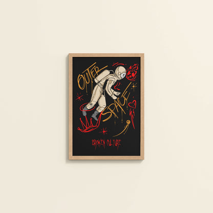 Wall View of Fractured Cosmos – Broken Culture Space Illustration Frame in Natrual Color Frame