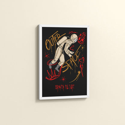 Side View of Fractured Cosmos – Broken Culture Space Illustration Frame in White Color Frame