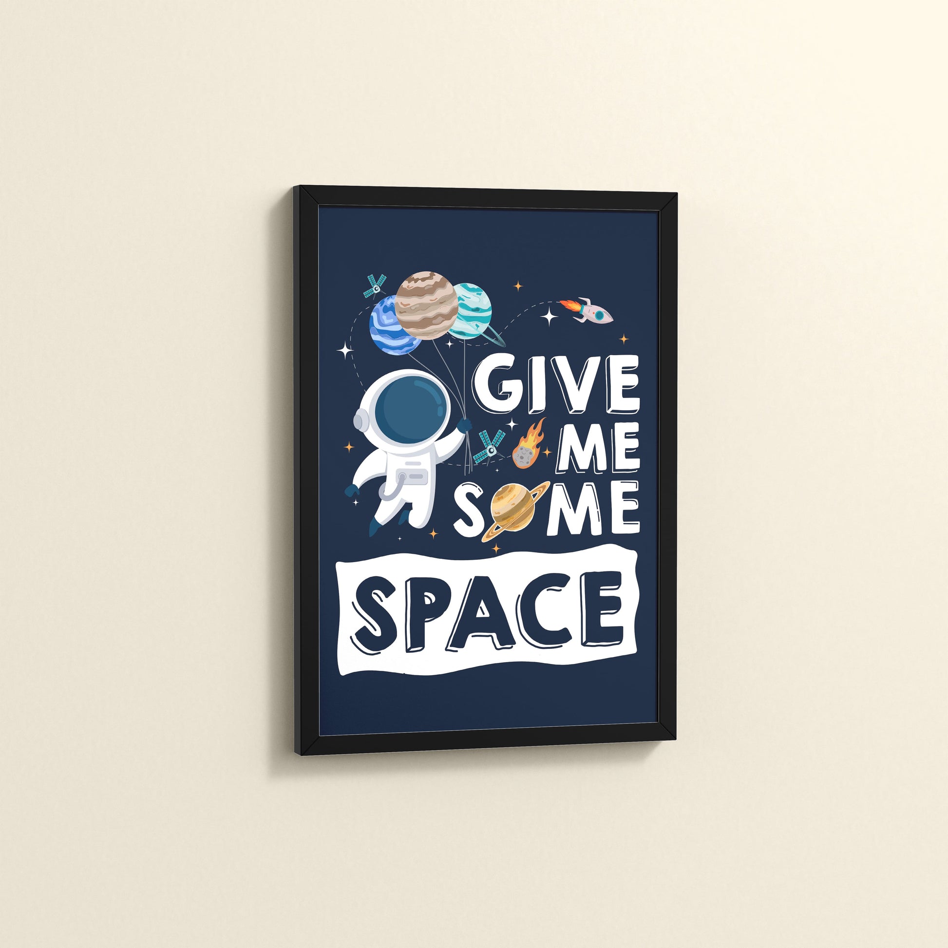 Side View of Give Me Some Space – Cosmic Wall Art Photo Frame in Black Color Frame