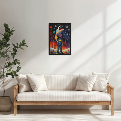 Living Room Cabinet Table Preview of Astronaut Escape – Space Adventure Wall Painting Frame in Black Color Frame