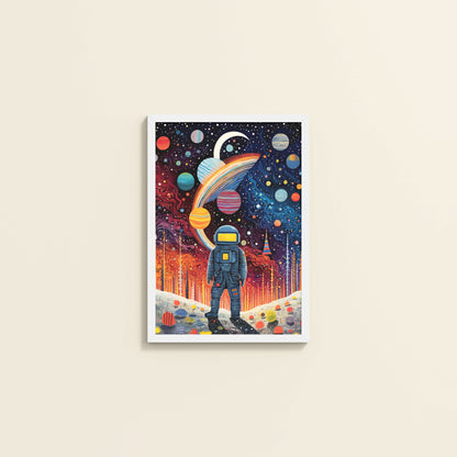 Wall View of Astronaut Escape – Space Adventure Wall Painting Frame in White Color Frame