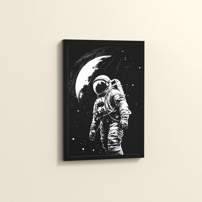 Side View of Zero Gravity – Astronaut in the Void Wall Frame in Black Color Frame