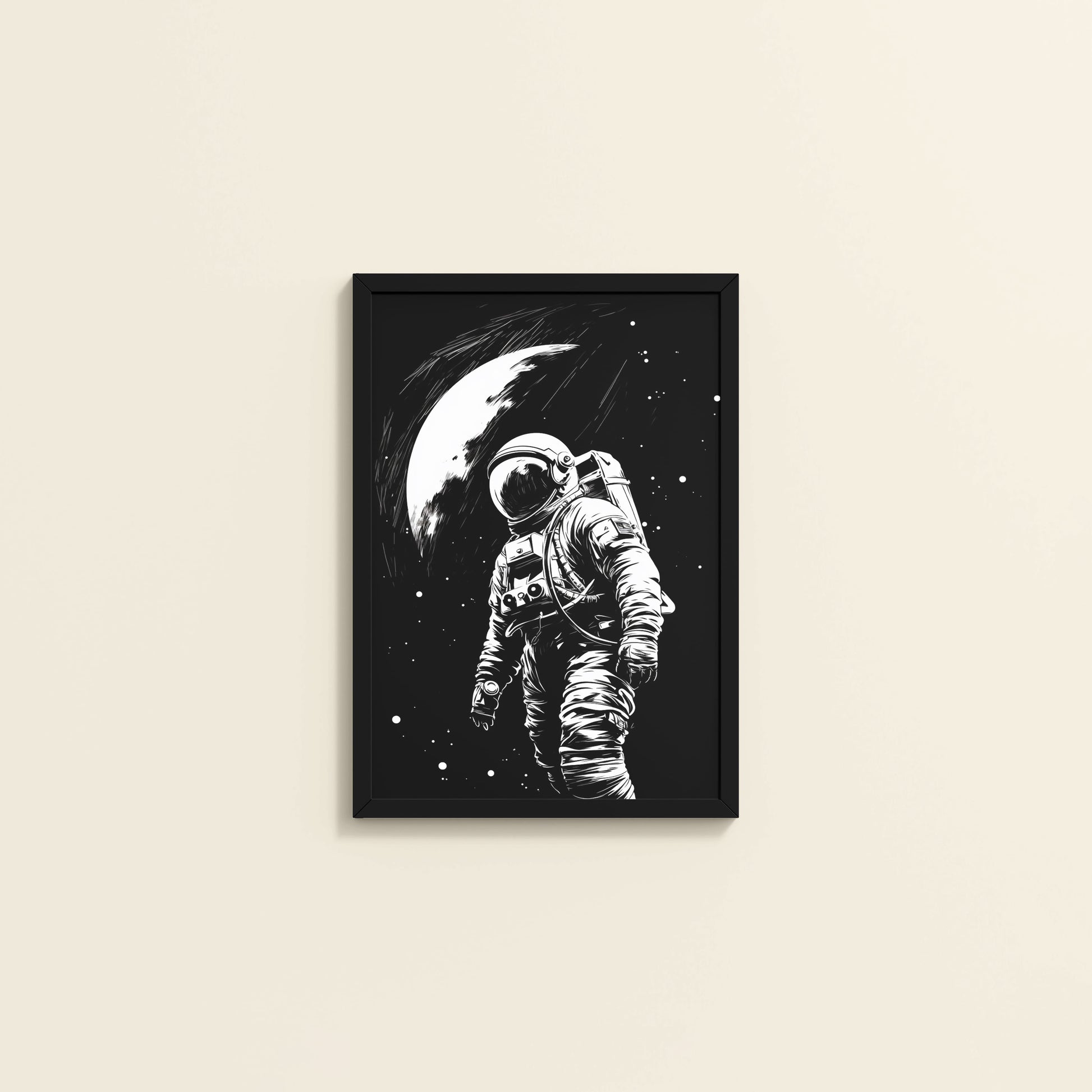 Wall View of Zero Gravity – Astronaut in the Void Wall Frame in Black Color Frame