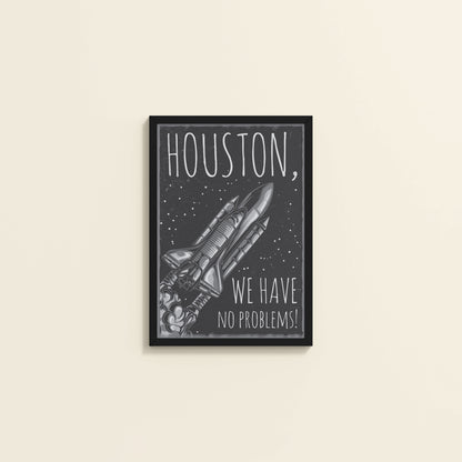 Wall View of Houston We Have No Problem – Spaceship Wall Art Frame in Black Color Frame