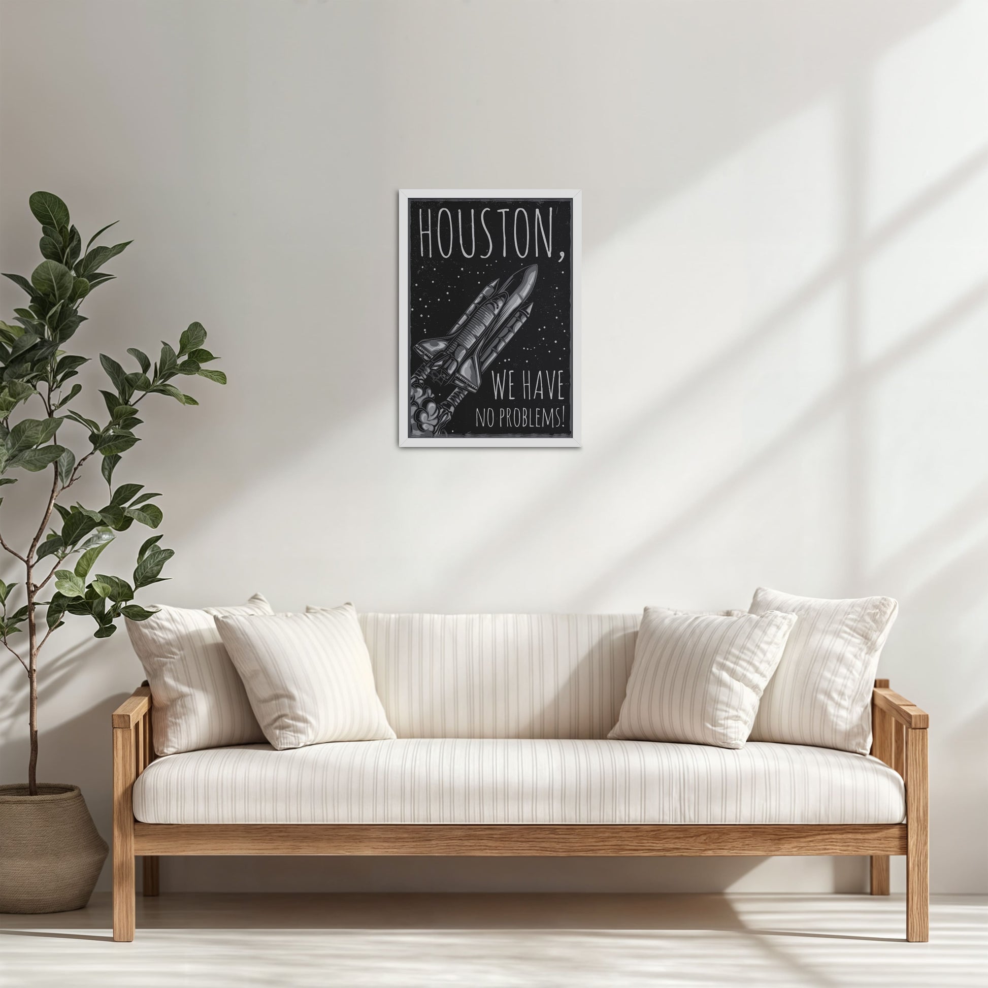 Living Room Cabinet Table Preview of Houston We Have No Problem – Spaceship Wall Art Frame in White Color Frame