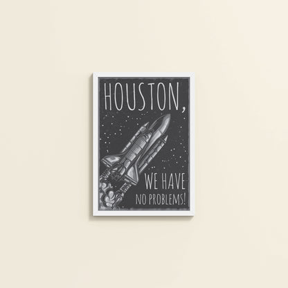 Wall View of Houston We Have No Problem – Spaceship Wall Art Frame in White Color Frame