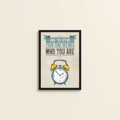 Wall View of Time Well Spent Inspirational Quote Wall Art in Black Color Frame