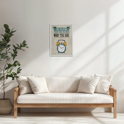 Living Room Cabinet Table Preview of Time Well Spent Inspirational Quote Wall Art in White Color Frame