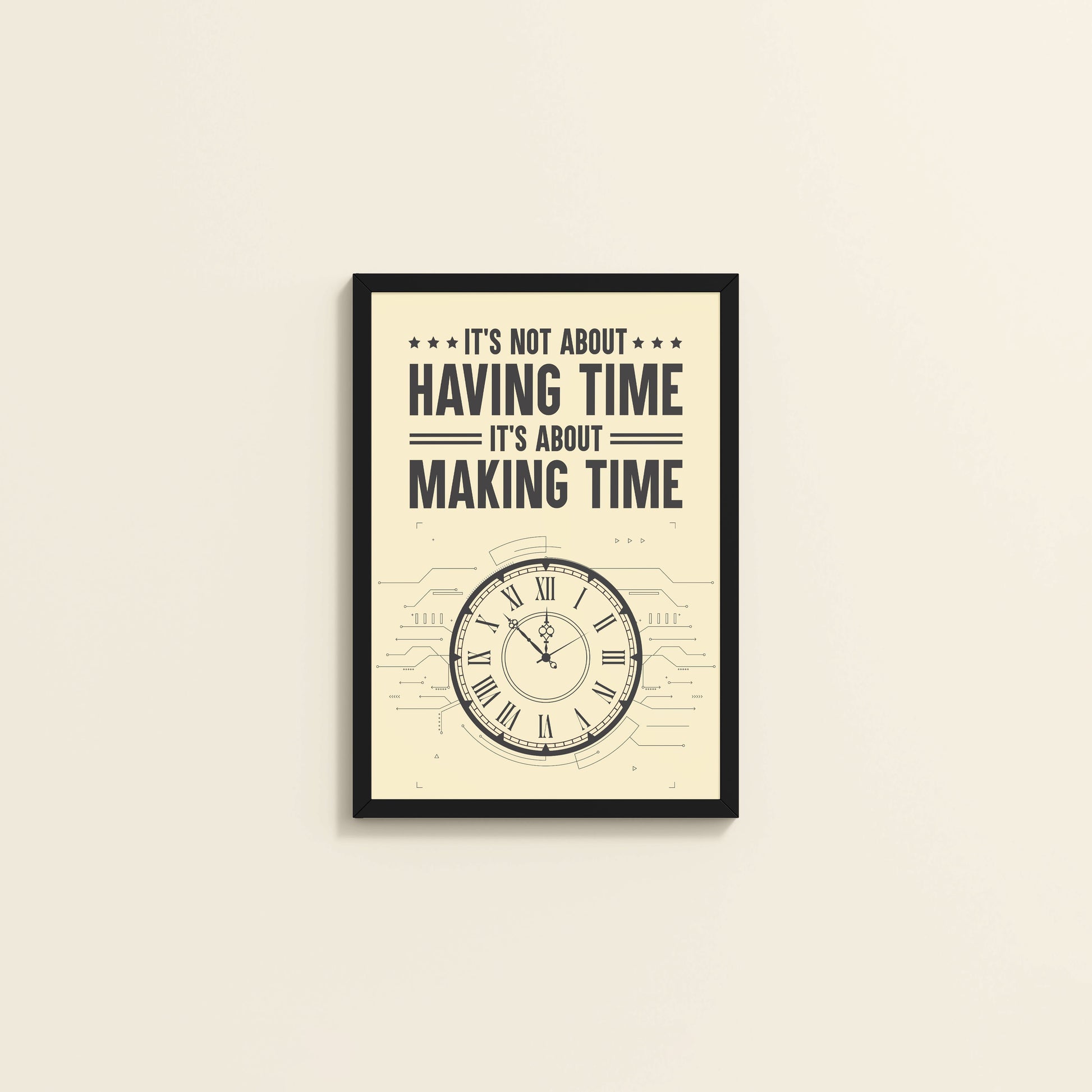 Wall View of Making Time Matters Motivational Wall Decor in Black Color Frame