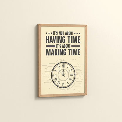 Side View of Making Time Matters Motivational Wall Decor in Natrual Color Frame