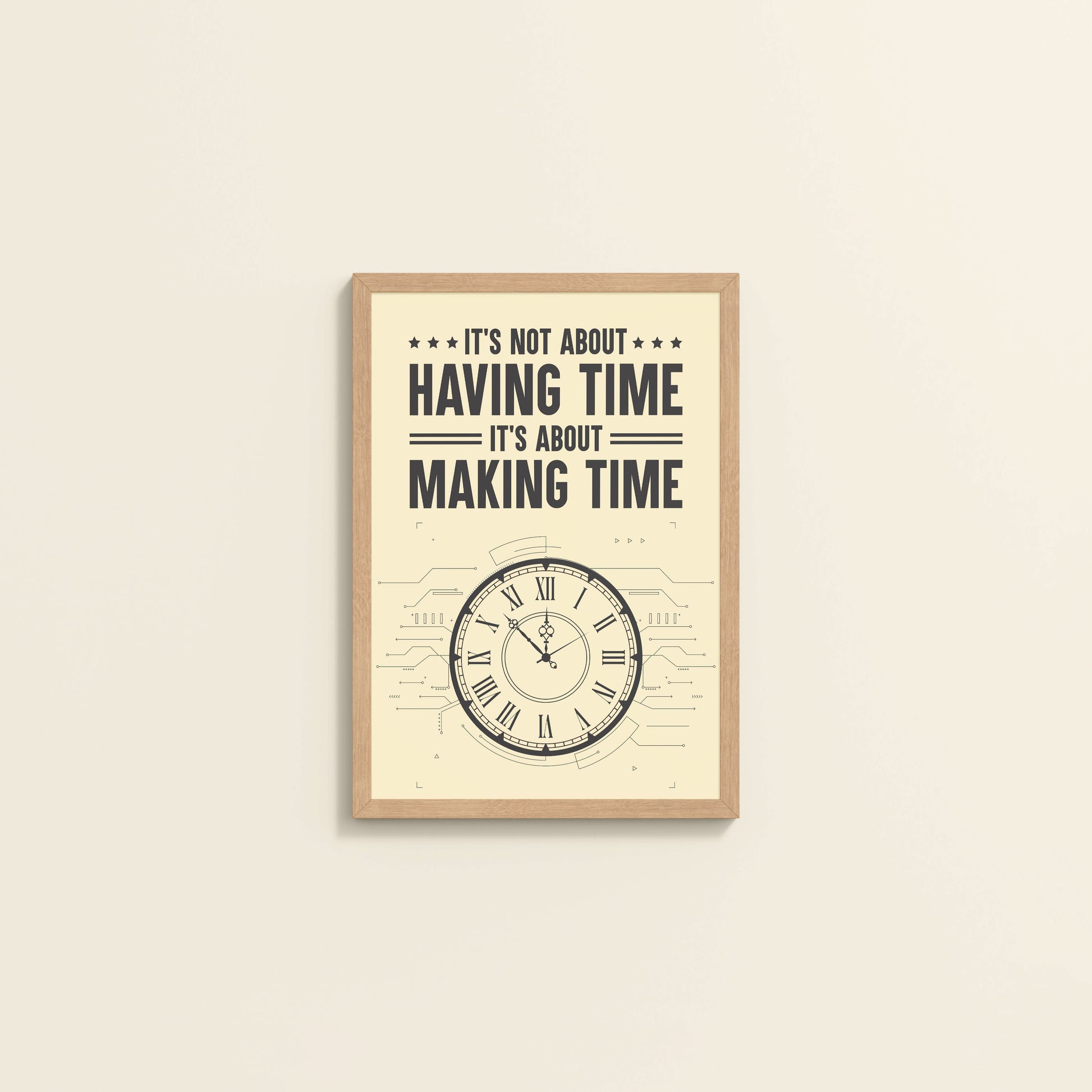 Wall View of Making Time Matters Motivational Wall Decor in Natrual Color Frame