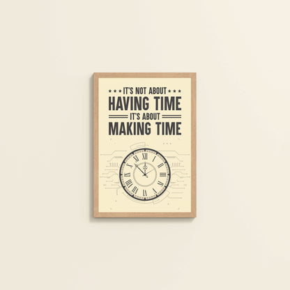 Wall View of Making Time Matters Motivational Wall Decor in Natrual Color Frame