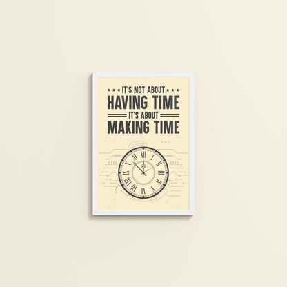 Wall View of Making Time Matters Motivational Wall Decor in White Color Frame