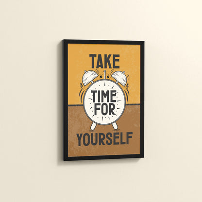 Side View of Take Time For Yourself Motivational Wall Decor in Black Color Frame