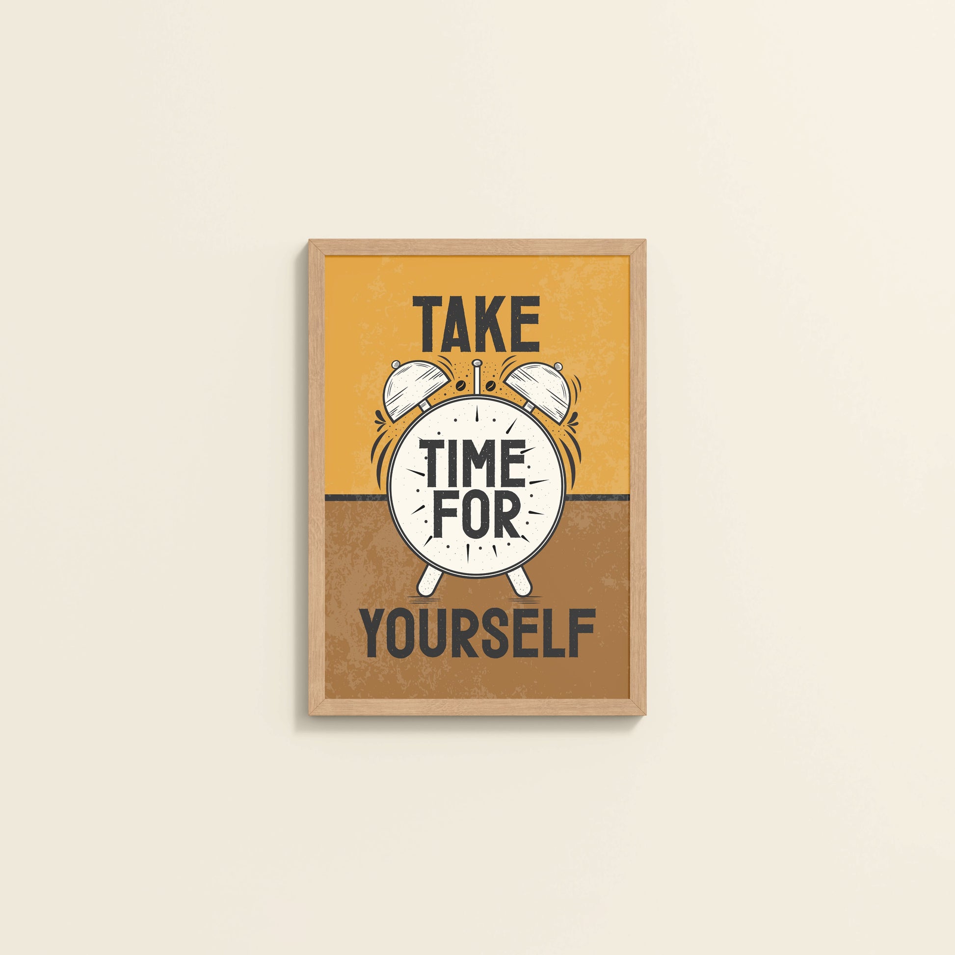 Wall View of Take Time For Yourself Motivational Wall Decor in Natrual Color Frame