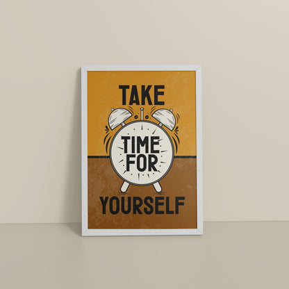 Floor View of Take Time For Yourself Motivational Wall Decor in White Color Frame